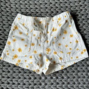 PACSUN High Rise Flower Print Jean Shorts - Size S - Like New